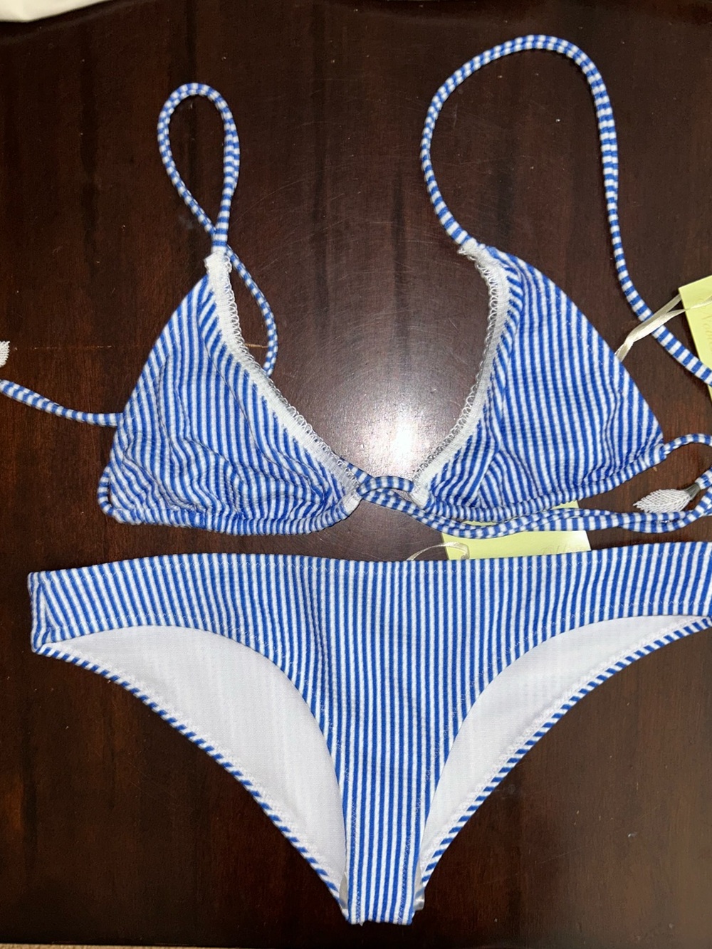 NWT Noblesse Oblige Seersucker Bikini 2-Piece Swimsuit Womens Medium